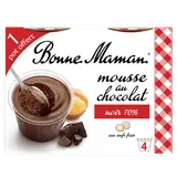 Mousse chocolat intense BONNE MAMAN 4X50g dont 1 offert