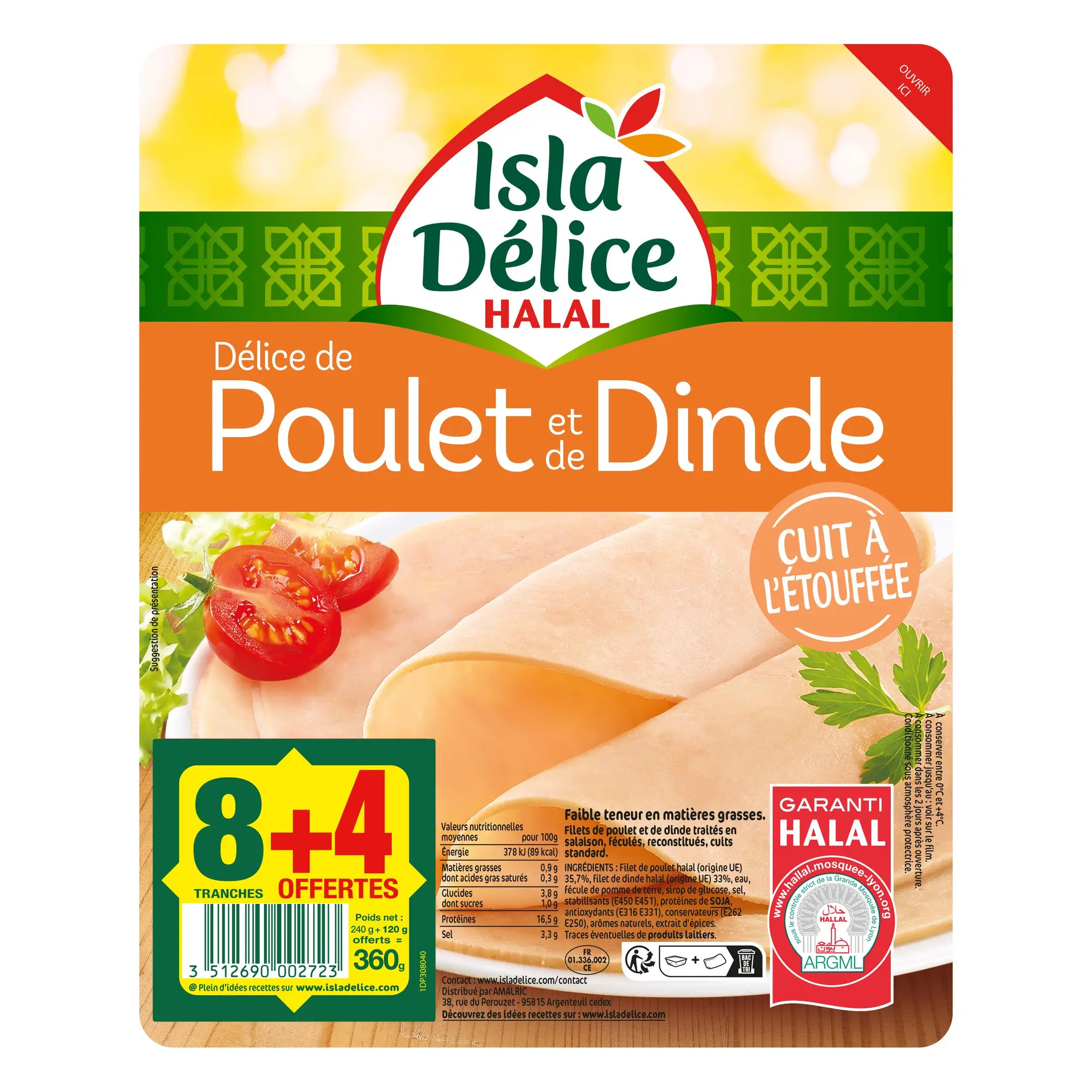 ISLA DELICE Tranches de poulet halal