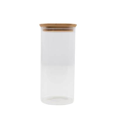 Point virgule Bocal en verre avec couvercle en bambou, 1,4L