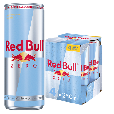 Boisson énergisante, Zéro - RED BULL - 4x250ml