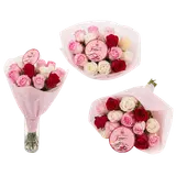 Bouquet 15 roses Arlequins hauteur 40cm Kenya