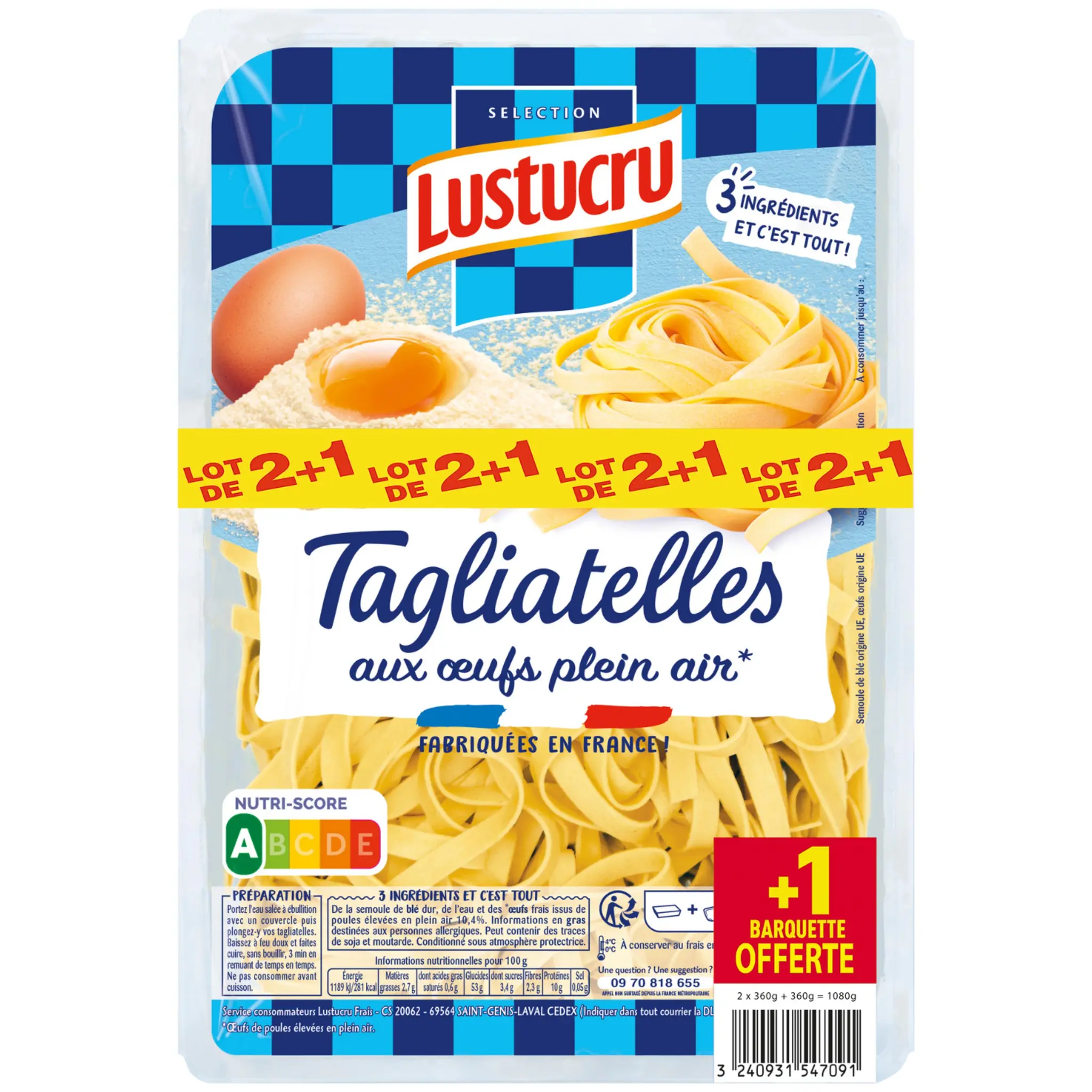 LUSTUCRU Tagliatelles aux oeufs frais
