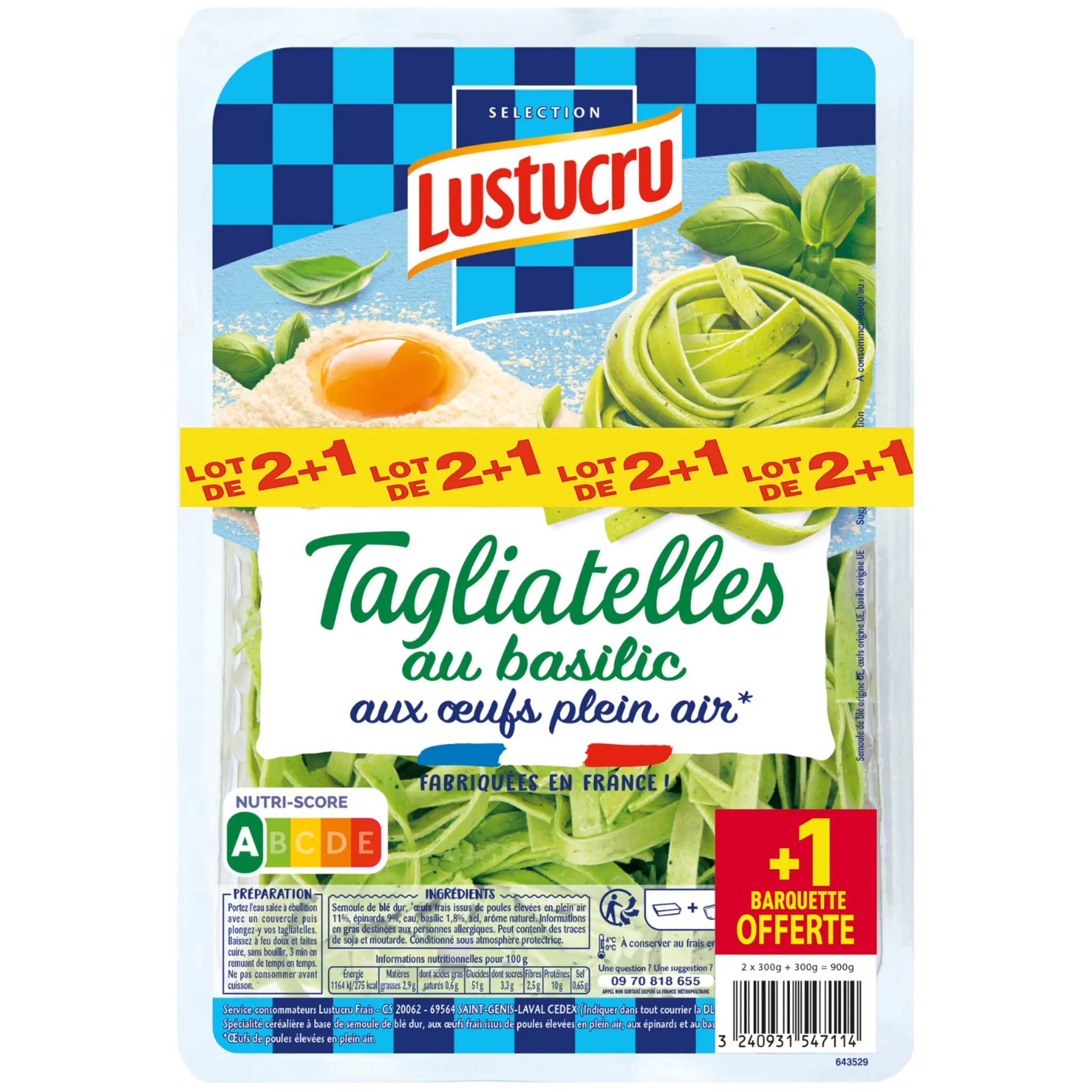 LUSTUCRU Tagliatelles au basilic