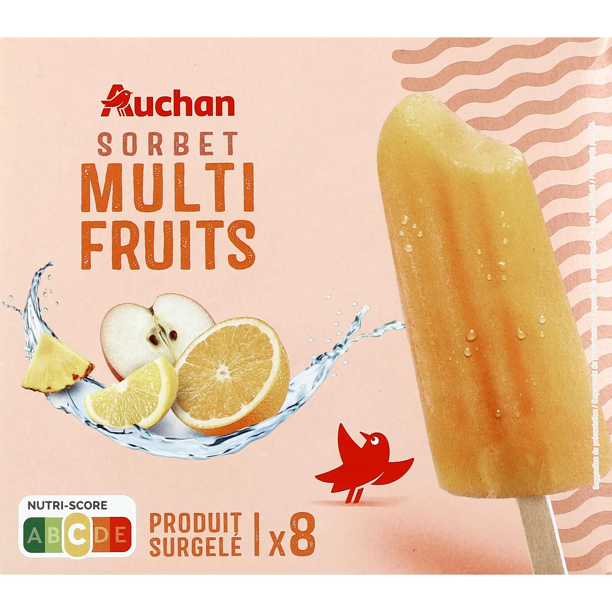 AUCHAN Bâtonnets glacés sorbet multifruits