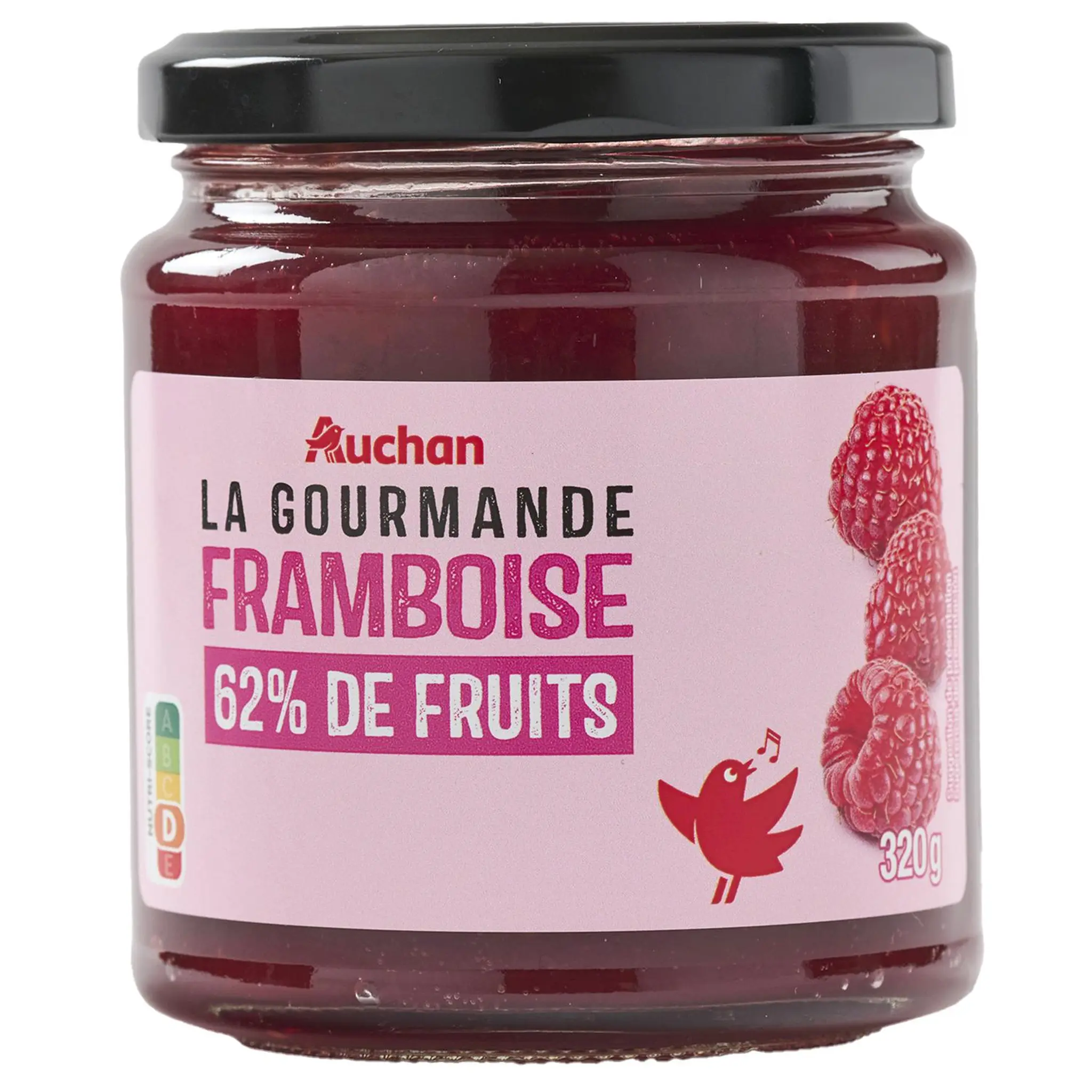 AUCHAN La Gourmande confiture framboise 62% fruits