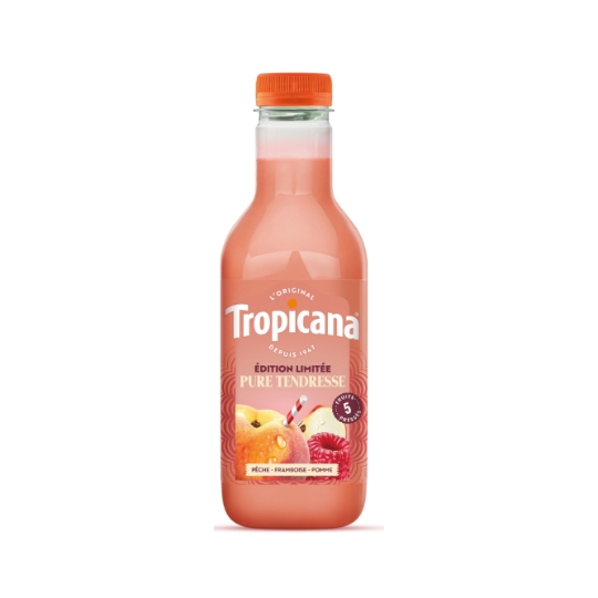 Jus de fruits Pressés Pêche Framboise Pomme Edition Limitée Pure Tendresse TROPICANA