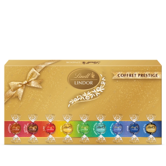 Chocolat  Lindor Assortiment de Bouchées de Chocolats au Lait, Noir et Blanc, Fourrés de Suprêmes Fondants LINDT