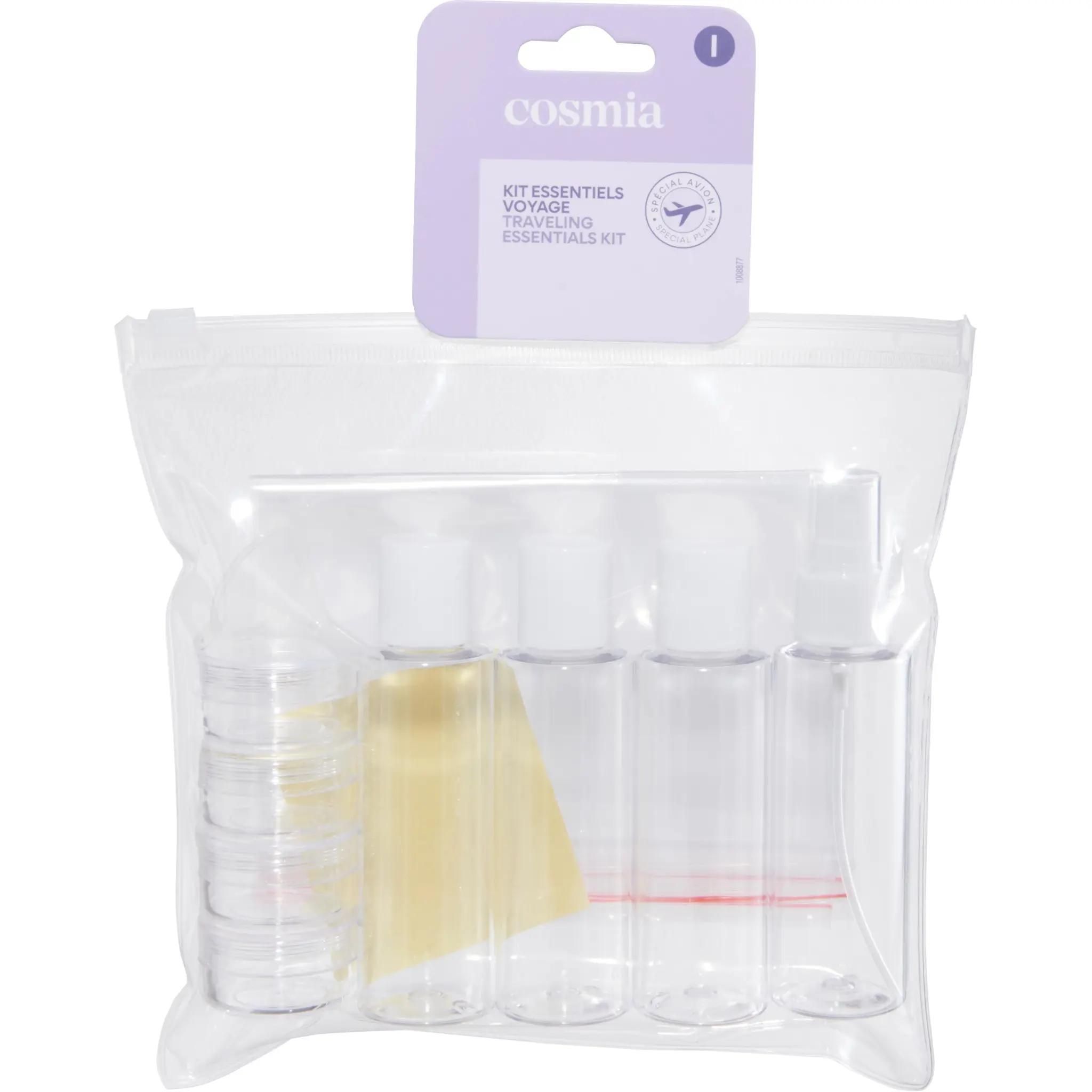 COSMIA Kit trousse zip de voyage avec contenants vides