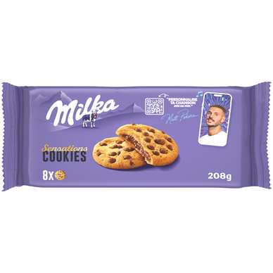 Cookies sensation biscuit aux pépites de chocolat au lait MILKA - Paquet de 208g
