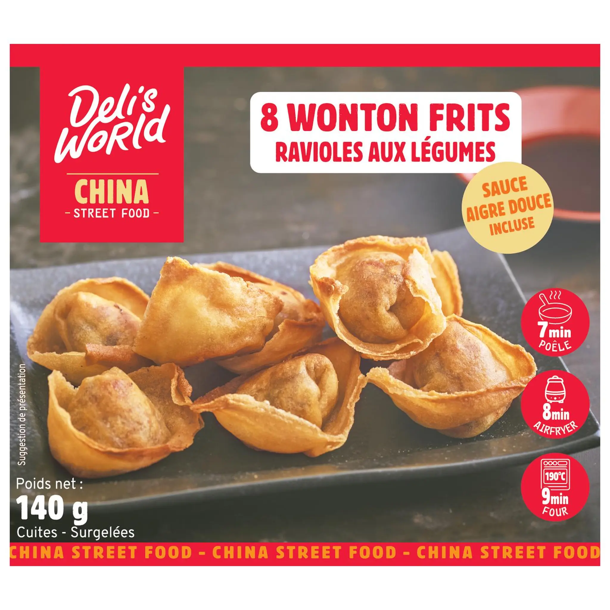 DELI'S WORLD Raviolis chinois frits aux légumes avec sauce aigre douce