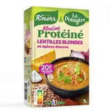 Knorr & La Potagère Soupe Mouliné Protéiné Lentilles Blondes et Épices Douces Soupe liquide en brique familiale, 1L