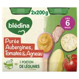 Purée d'aubergines tomates & agneau BLEDINA 2x200g