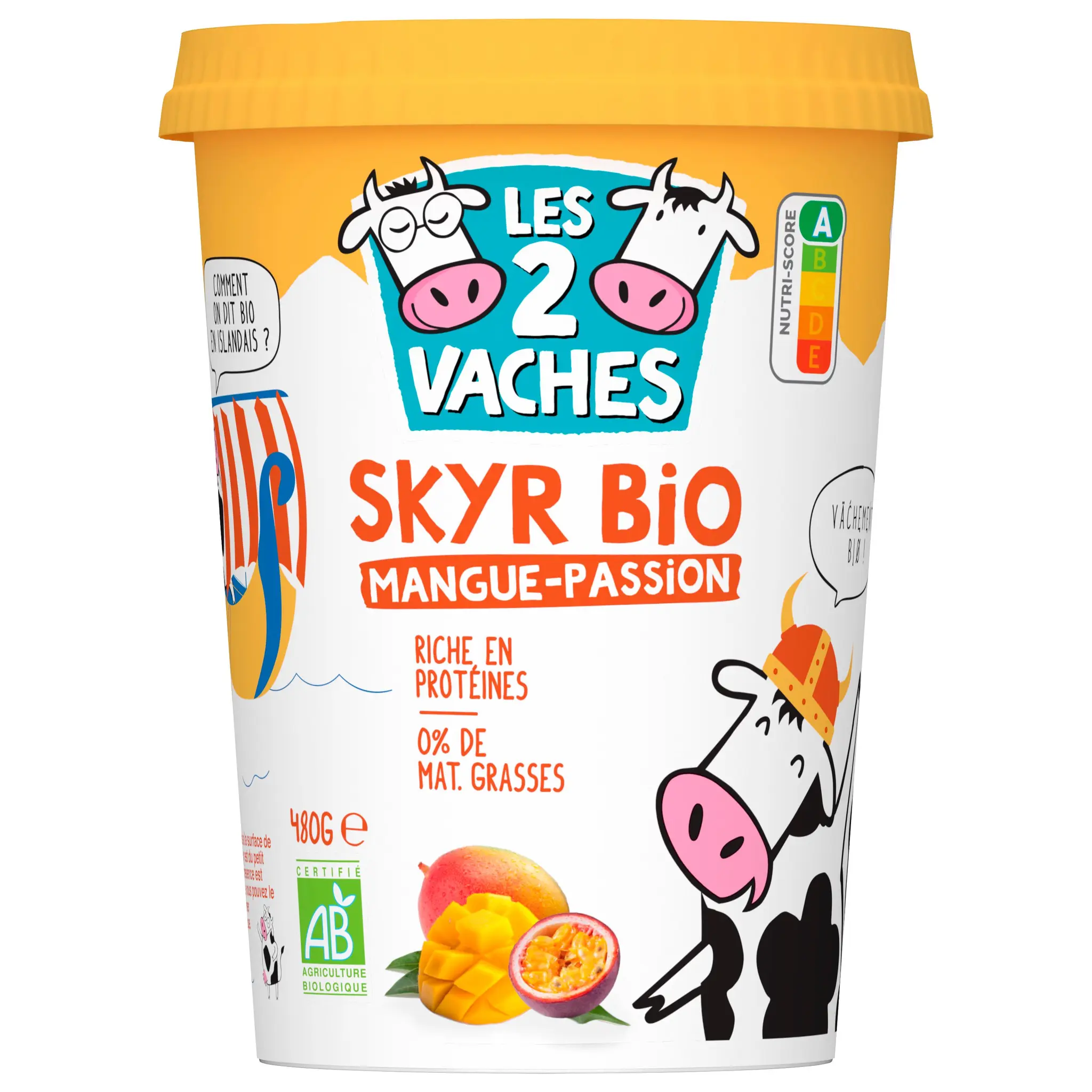 LES 2 VACHES Skyr bio saveur mangue passion
