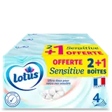 Mouchoirs blancs sensitive LOTUS, 2x80 + 1 offert