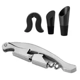 Point virgule Set à vin avec tire-bouchon sommelier, coupe-capsule, bouchon à vin et bec verseur, 1 set