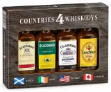 Coffret de 4 mignonettes whisky 40° Blended Scotch, Irish, Bourbon Kentucky ou Canadian 8 ans