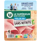 Jambon cuit supérieur taux sel réduit conservation sans nitrite BBC U4tranches 140g