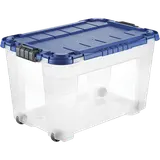 Boîte de rangement 60l transparent/bleu x3