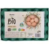 Auchan BIO Oeufs de poules élevées en plein air Bio, 24 oeufs