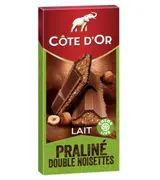 Chocolat au lait fourré au praliné double noisette, Côte d'Or (200 g)