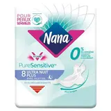 Nana Serviette nuit ultra Sensitive avec aillettes, 8 serviettes