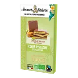 Tablette de chocolat au lait fourrée à la pistache bio