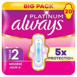 Always Serviettes Hygiéniques Avec Ailettes Flux Modéré Taille 2, 20 serviettes