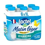 Matin Léger de Lactel Lait Demi-Écrémé Sans Lactose Vitaminé, 6X1l