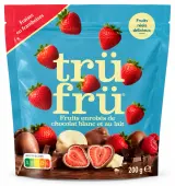 Trü Frü Fruits enrobés de chocolat blanc et au lait (fraises ou framboises)