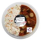 Plat cuisiné rougail saucisse et riz créole LECHEF