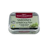 Sardines au basilic et au thym LES MOUETTES D'ARVOR, boîte 1/6, 115g