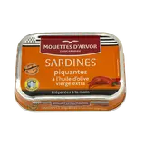 Sardines piquantes à l'huile d'olive vierge extra LES MOUETTES D'ARVOR, 115g