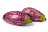 Lot de 2 aubergines zebrées ou "graffiti" (1.2 à 1.8 Kg) (petit calibre), France